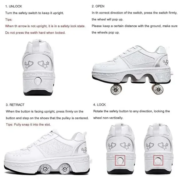 2-in-1‎ Roller Skates & Sneakers Unisex Retractable Wheels Size 3.5(34) - Picture 6 of 6